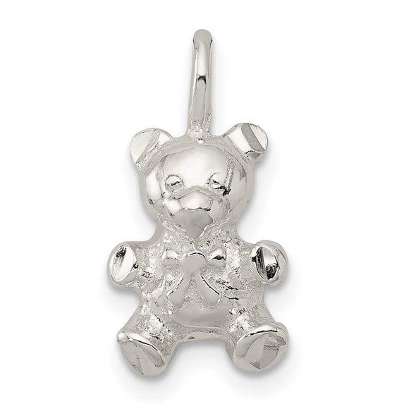 925 Sterling Silver Solid Polished Teddy Bear Charm Pendant Necklace Measures 19x10mm Wide - Bead Charm for Women