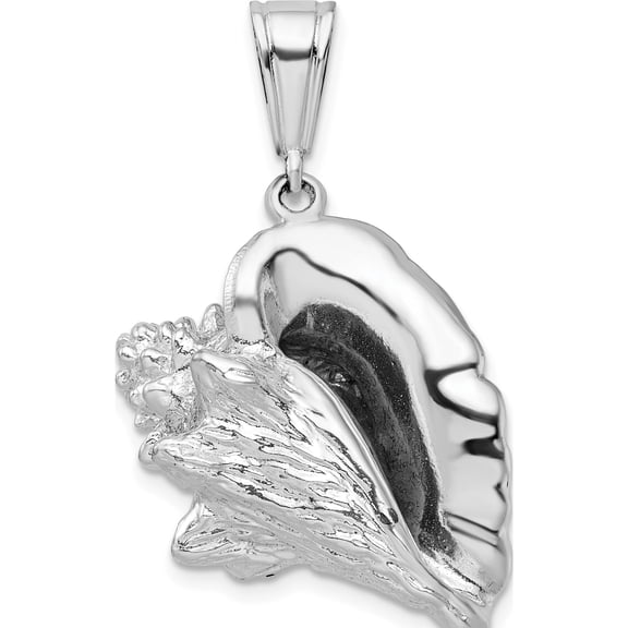Sterling Silver Polished 3D Conch Shell Pendant(Length 35.27) - Jbsp