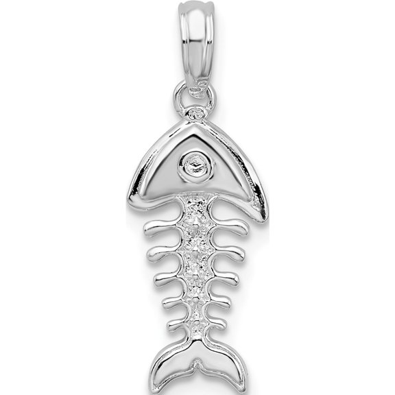 Sterling Silver Polished 3D Fishbone Pendant (Width 8.5) (Length 23) - Jbsp