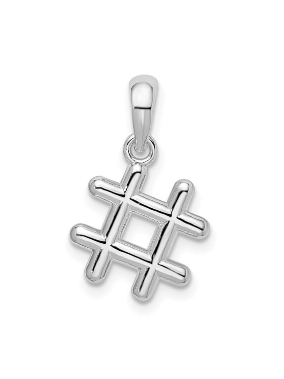 Sterling Silver Polished 3D Hashtag Pendant