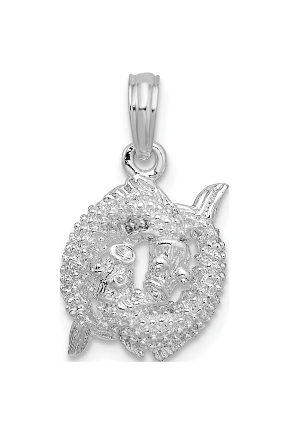 Sterling Silver Polished 3D Pisces Zodiac Pendant - Jbsp