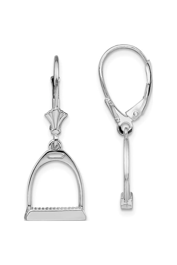 De-Ani Sterling Silver Rhodium-plated Polished 3D Small Stirrup Leverback Earrings