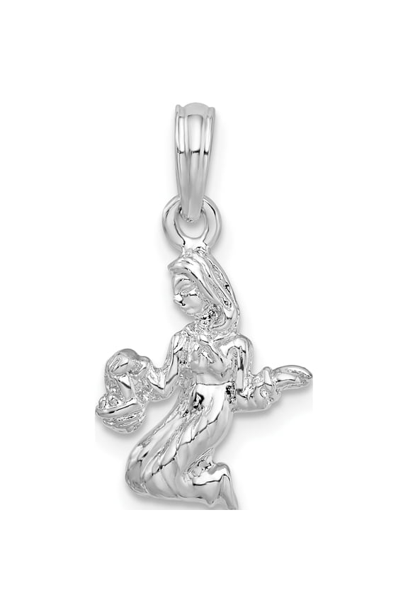 De-Ani Sterling Silver Rhodium-Plated Polished 3D Virgo Zodiac Pendant