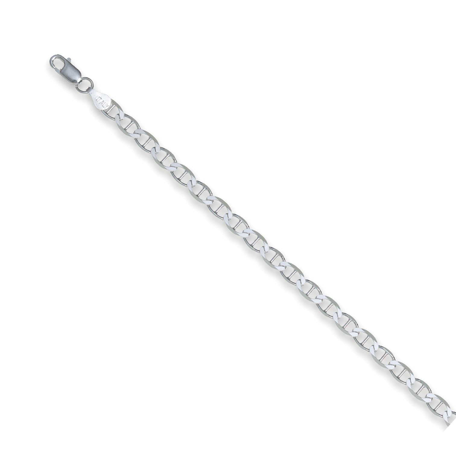 Sterling Silver Polished 4.4mm Flat Mariner Chain, 30"