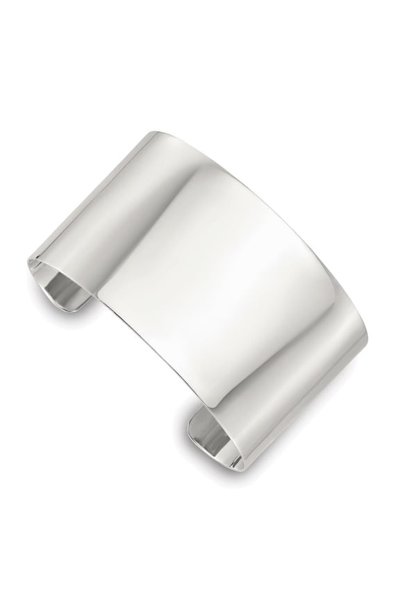 Sterling Silver Polished 40mm Flat Cuff Bangle