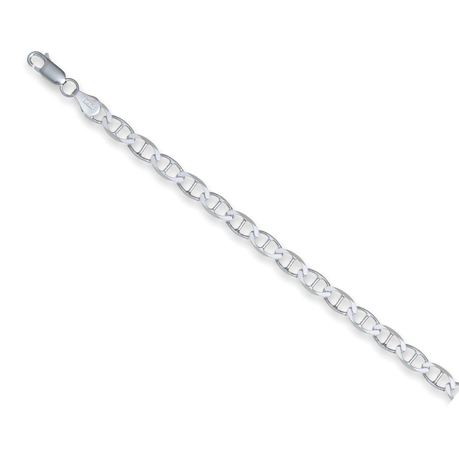 Sterling Silver Polished 5.4mm Flat Mariner Chain, 30"