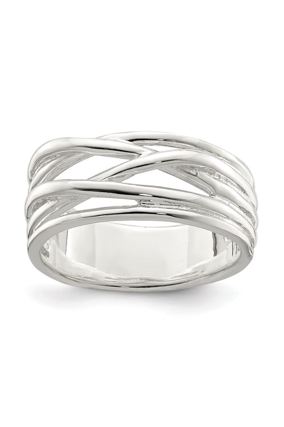 Sterling Silver Polished 5 Band Intersecting Ring