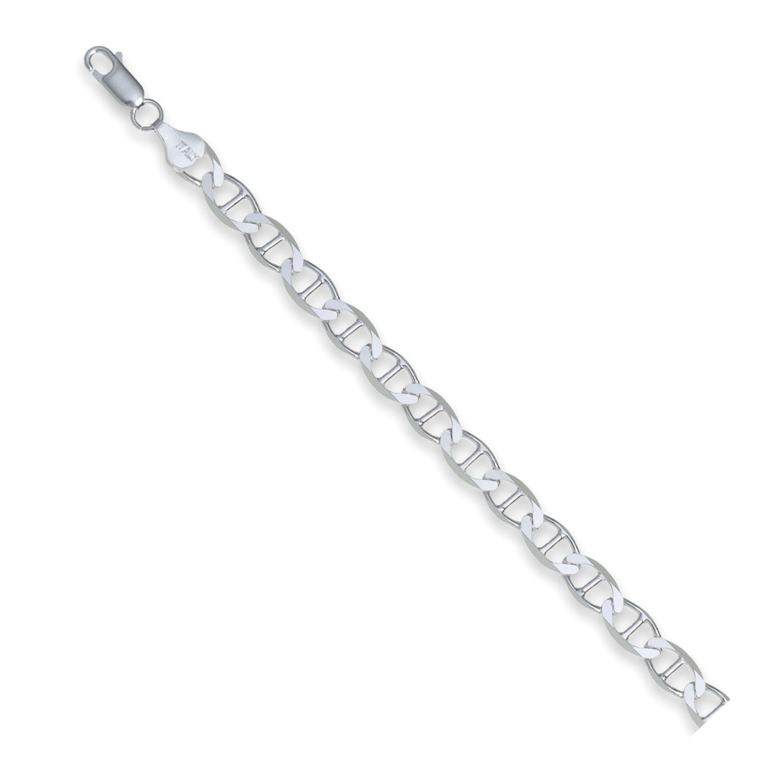 Sterling Silver Polished 6.3mm Flat Mariner Chain, 22"