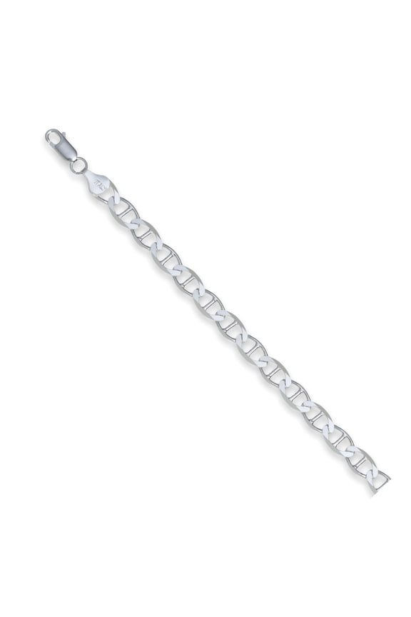 Sterling Silver Polished 6.3mm Flat Mariner Chain, 22"