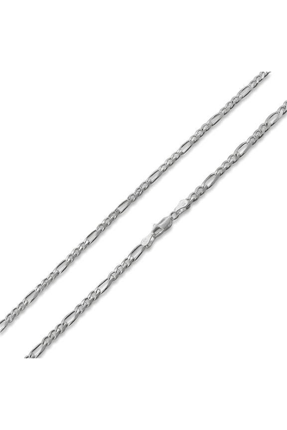 Sterling Silver Polished 7.5mm Figaro Chain, 30"