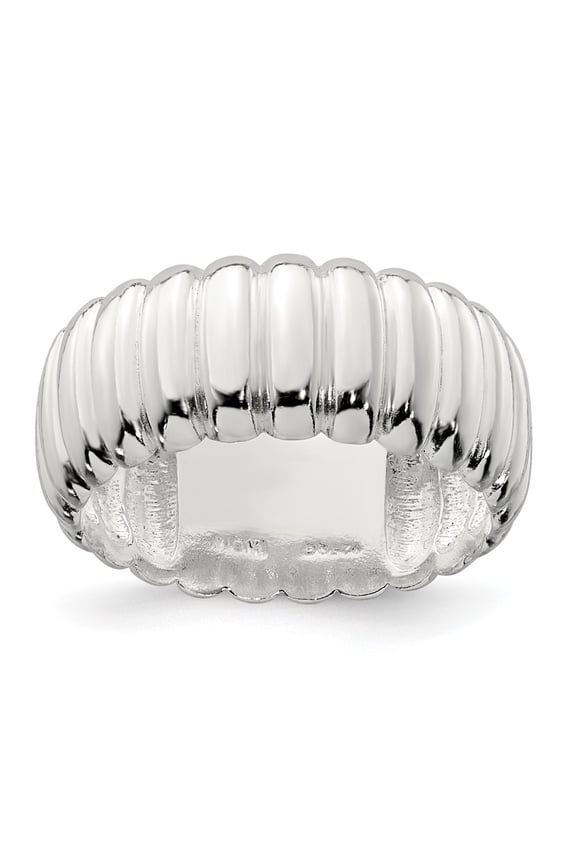 Sterling Silver Polished 8.5mm Ridge Pattern Ring