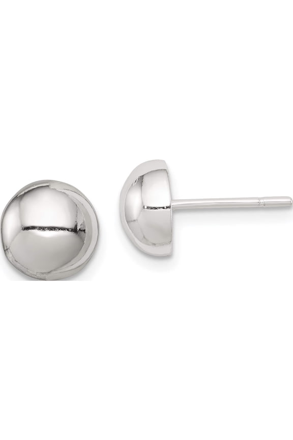 Sterling Silver Polished 8mm Button Earrings