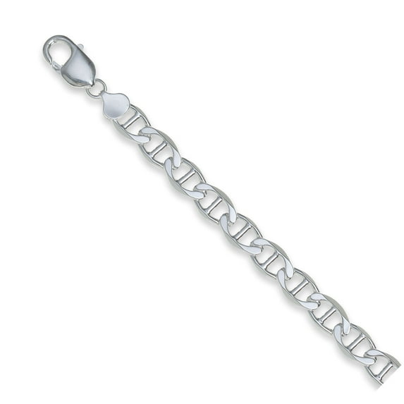 Sterling Silver Polished 9mm Flat Mariner Chain, 18"