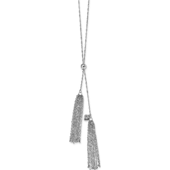 Sterling Silver Polished Adjustable Tassle Necklace