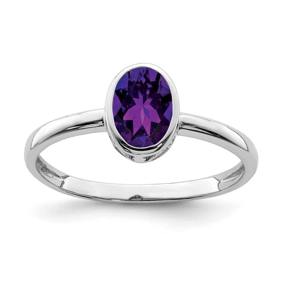 Sterling Silver Polished Amethyst Oval Ring Size 8