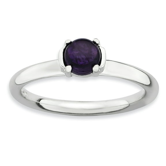 Sterling Silver Polished Amethyst Ring