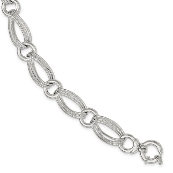 Sterling Silver Polished And Textured Link Bracelet