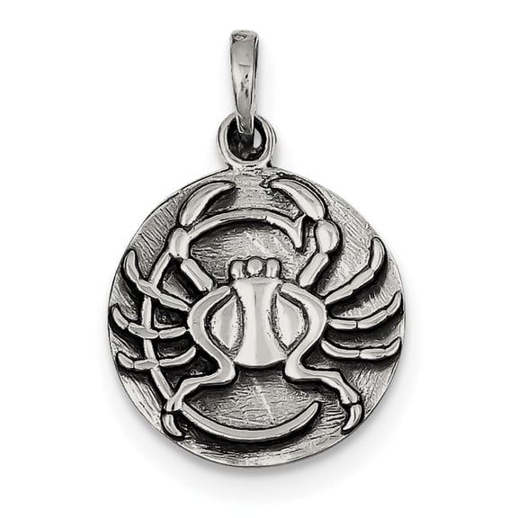Sterling Silver Polished Antique Finish Cancer Horoscope Pendant (29 X 19) Made In India qc7415