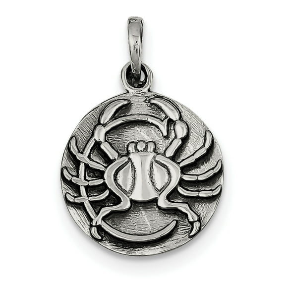 FJC Finejewelers Sterling Silver Polished Antique Finish Cancer Horoscope Pendant Necklace - Chain Included