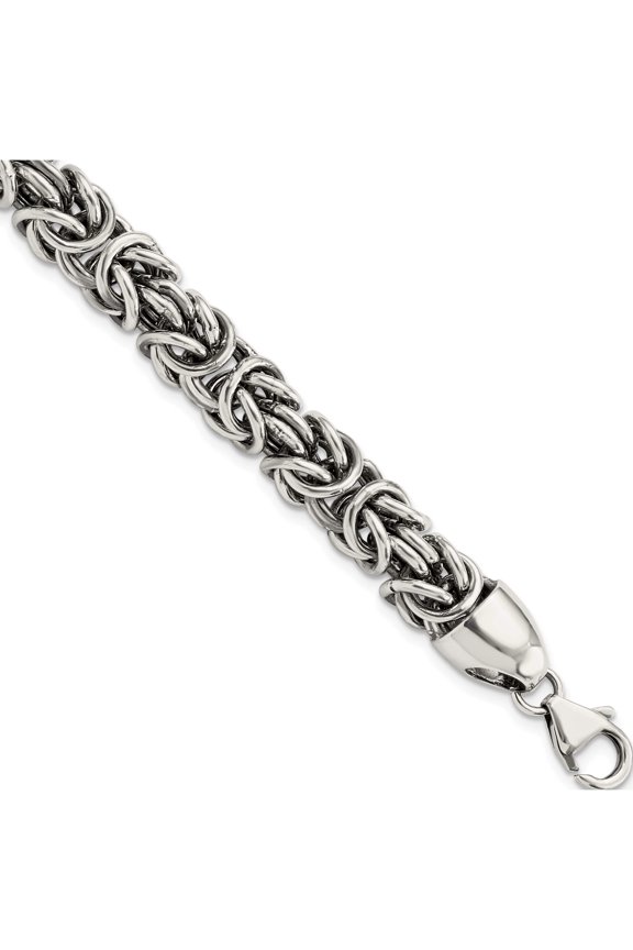 Sterling Silver Polished & Antiqued 8.5In Byzantine Bracelet (8.5 X 8.4) Made In India qg5734-8.5