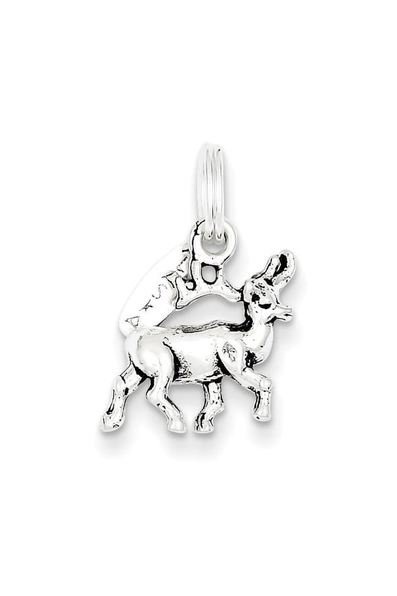 Sterling Silver Polished & Antiqued Alaska Moose Charm QC6357