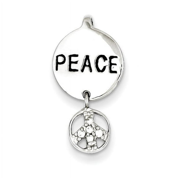Sterling Silver Polished & Antiqued CZ Peace Pendant Charm