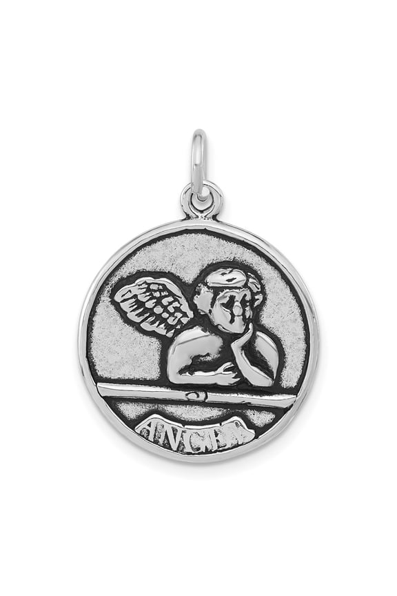 Sterling Silver Polished & Antiqued Raphael Angel Pendant Charm