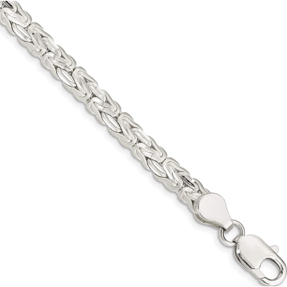 Sterling Silver Polished Back/Satin D/C Front Fancy Byzantine Bracelet Made In India qh109-8