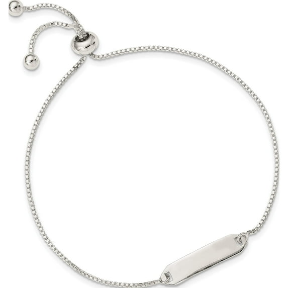 Sterling Silver Polished Bar Adjustable Bracelet Made In India qg4763