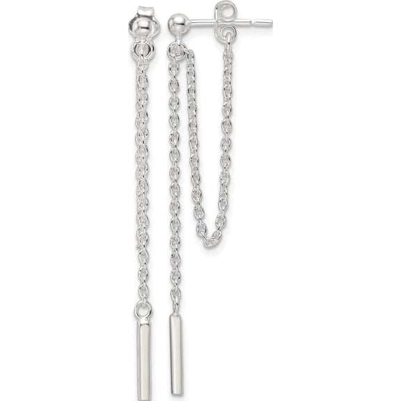 Jewelry by Sweet Pea Sterling Silver Polished Bar Chain Dangle Post Earrings