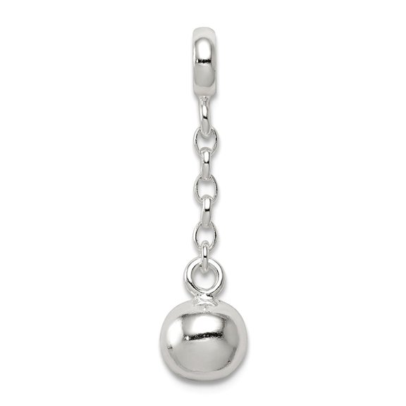 925 Sterling Silver Polished Bead 1/2inch Dangle Enhancer Charm 23x6mm Wide Pendant Necklace for Women