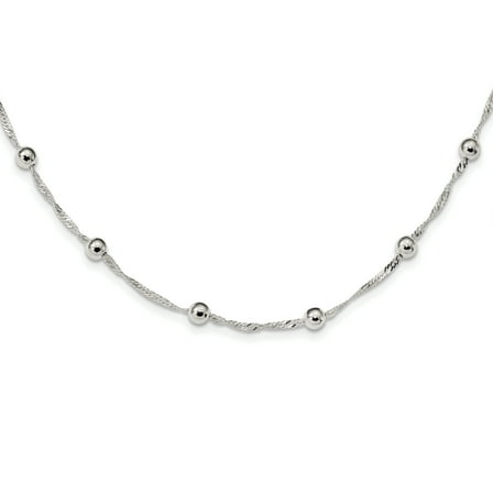 Sterling Silver Polished Beaded 18in Necklace QG3779