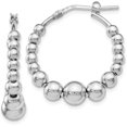 thumbnail image 1 of Sterling Silver Polished Beaded Hoop Earrings - 26.5mm- Made In Italy, 1 of 6