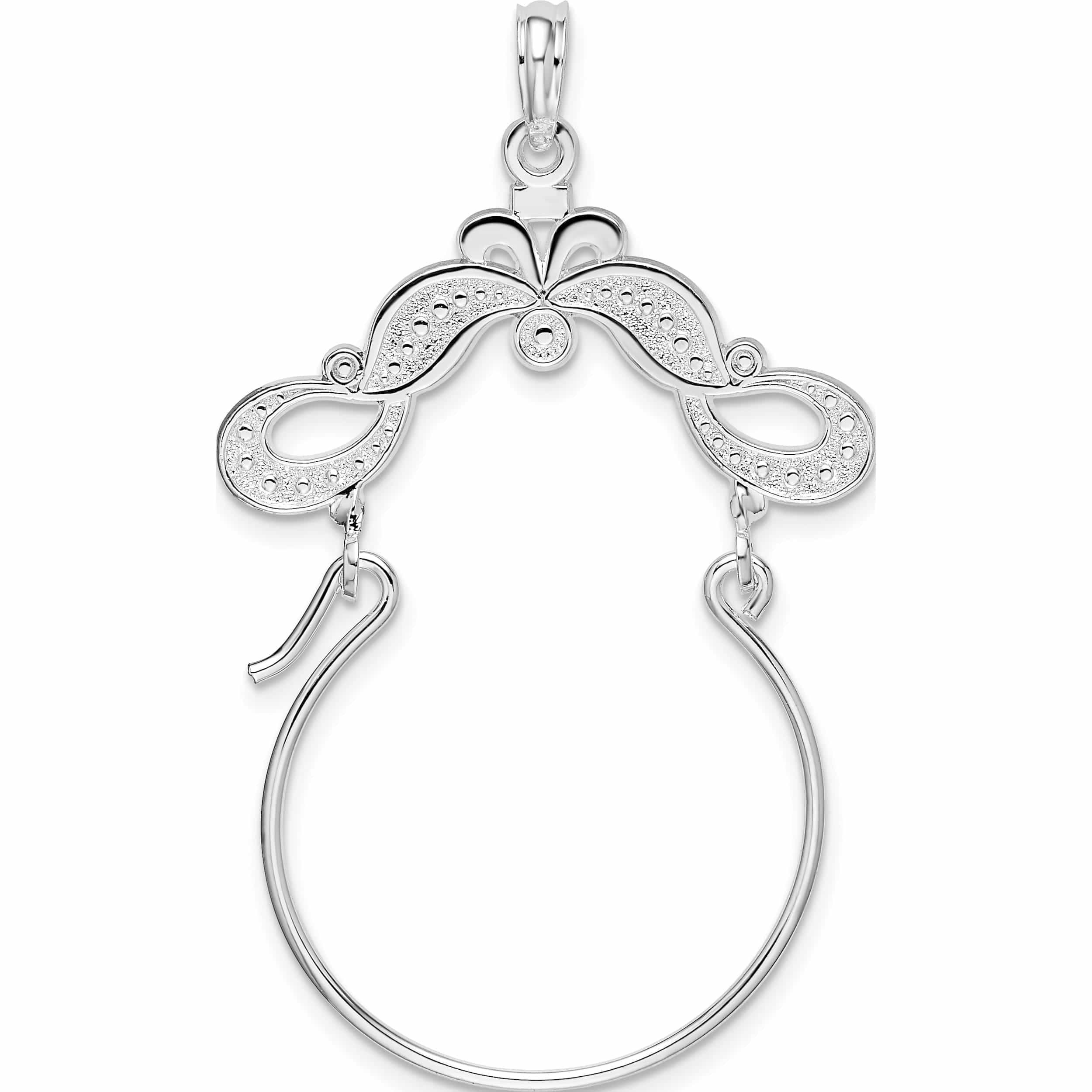 Sterling Silver Polished Beaded Scroll Design Charm Holder Made In United States -Jewelry By Sweet Pea