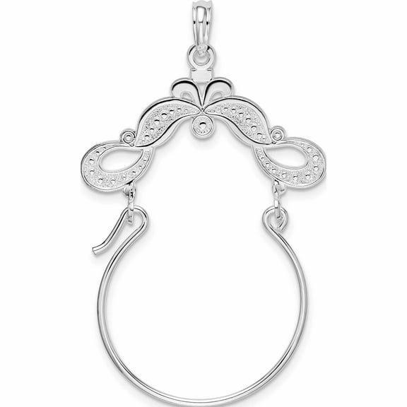 Sterling Silver Polished Beaded Scroll Design Charm Holder Made In United States -Jewelry By Sweet Pea