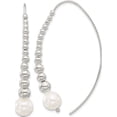 thumbnail image 1 of Sterling Silver Polished Beaded Simulated Pearl Threader Earrings (Width 9) (Length 56) - Jbsp, 1 of 5