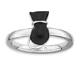 thumbnail image 1 of Sterling Silver Polished Black Enameled Cat Ring, 1 of 5