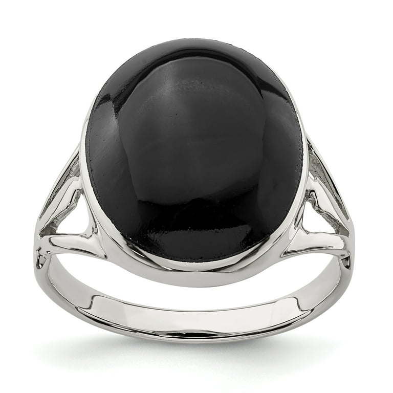Sterling Silver Black Onyx 13.50 x 16.50 mm Oval Cut Ring Sterling Silver Black Onyx 13.50 x 16.50 mm Oval Cut Ring