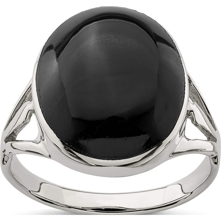 Sterling Silver Black Onyx 13.50 x 16.50 mm Oval Cut Ring Sterling Silver Black Onyx 13.50 x 16.50 mm Oval Cut Ring