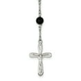 thumbnail image 1 of Sterling Silver Polished Black Onyx Rosary Necklace, 1 of 3