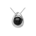 thumbnail image 1 of Sterling Silver Polished Black Onyx Teardrop Slide Pendant Necklace (18 inches) for Women, 1 of 5