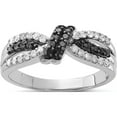 thumbnail image 1 of Sterling Silver Polished Black & White Diamond Knot Ring (Size 7) Made In Thailand qr3024-7, 1 of 5