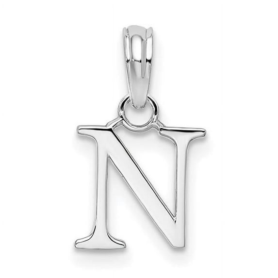 Sterling Silver Polished Block Initial N Pendant