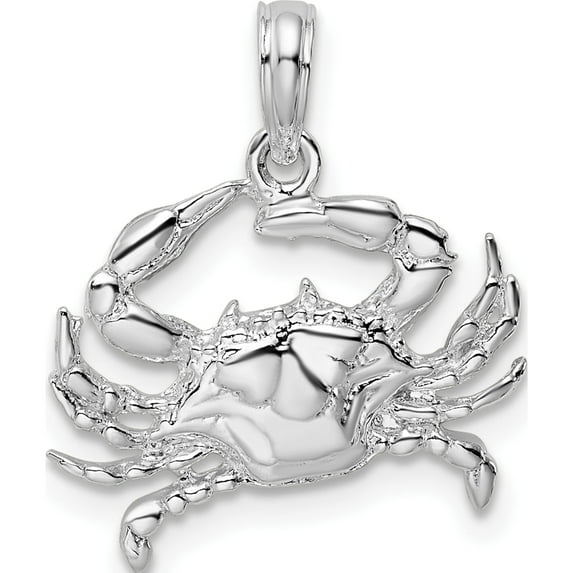 Sterling Silver Polished Blue Crab Pendant (Width 16.5) (Length 19) - Jbsp