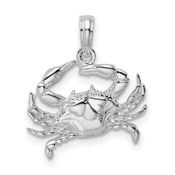 Sterling Silver Polished Blue Crab Pendant