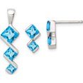 thumbnail image 1 of Sterling Silver Polished Blue Topaz Pendant And Post Earrings Set (11 X 6) Made In India qst252, 1 of 5