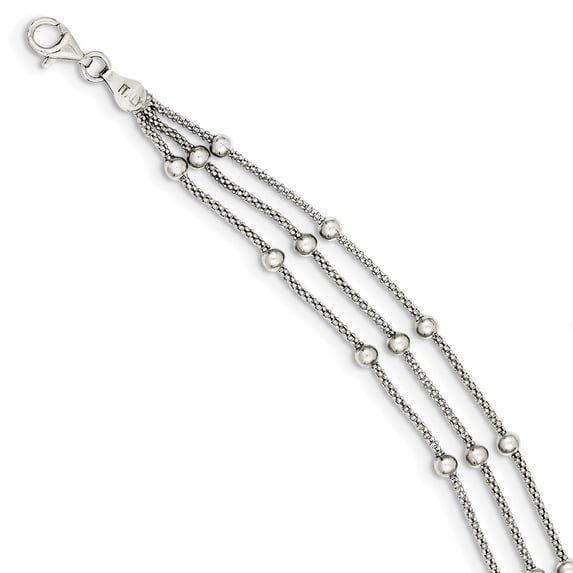 Sterling Silver Polished Bracelet - 4.5 Grams - 7 Inch - Measures 3mm Wide