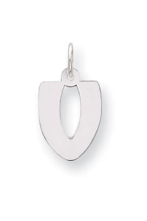 Sterling Silver Polished Bubble Block Initial V Charm Pendant