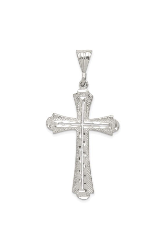 Sterling Silver Polished Budded Cross Pendant