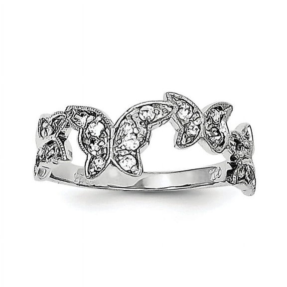 925 Sterling Silver Polished Solid Back Butterfly Angel Wings CZ Cubic Zirconia Simulated Diamond Ring Size 7 -  Jewelry